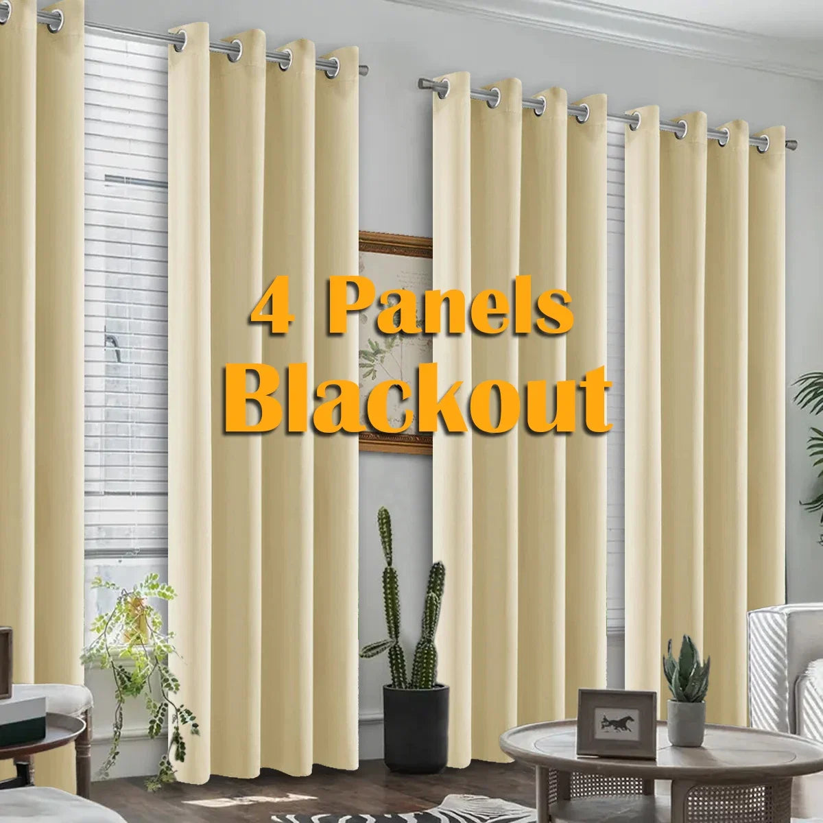 NONECN Blackout Curtains 4 Pack Heat Insulated Grommet For Bedroom Living Room