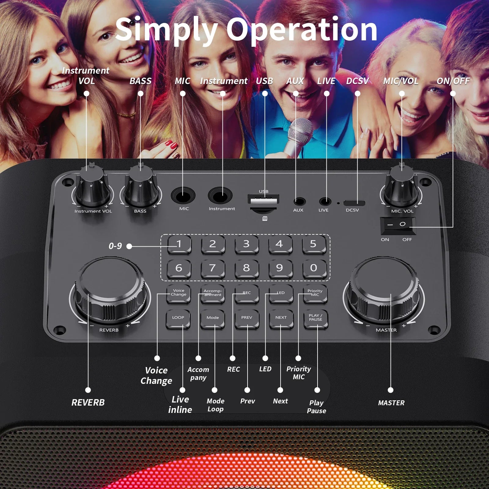 FanFun 2 Wireless Microphones Karaoke Machine T19T Pro