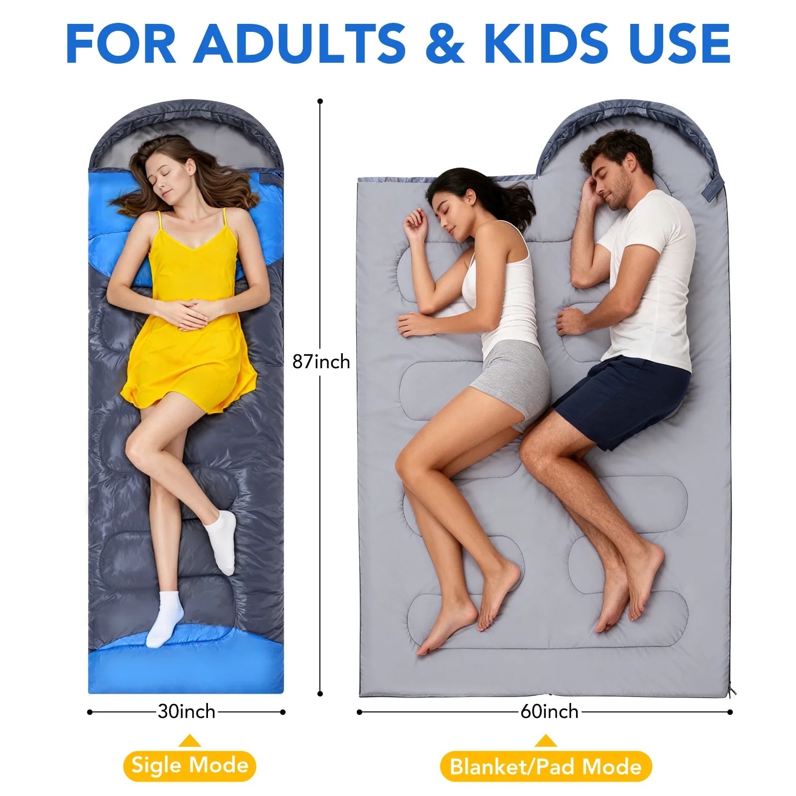 All Season Cotton Sleeping Bag With Compression Sack For Outdoor Camping