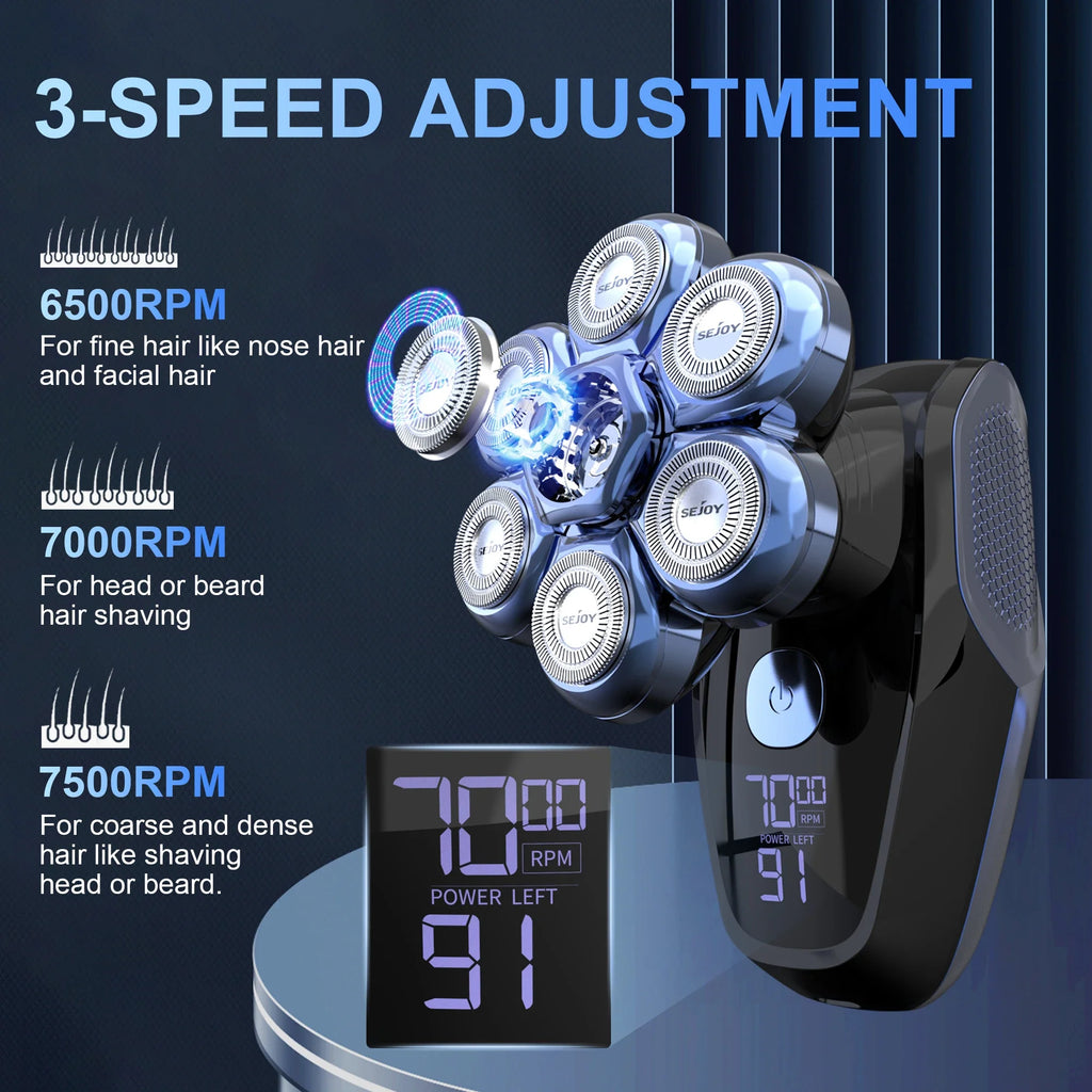 Sejoy 6-In-1 7D Head Shaver Grooming Kit