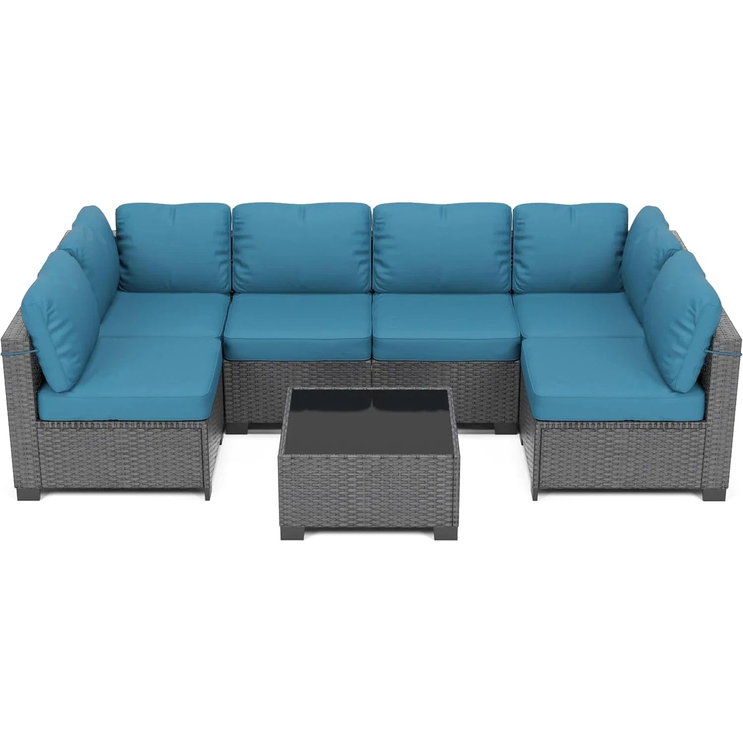 HobbyLane 7 Piece Modular Outdoor Furniture Set PE Rattan Wicker Garden