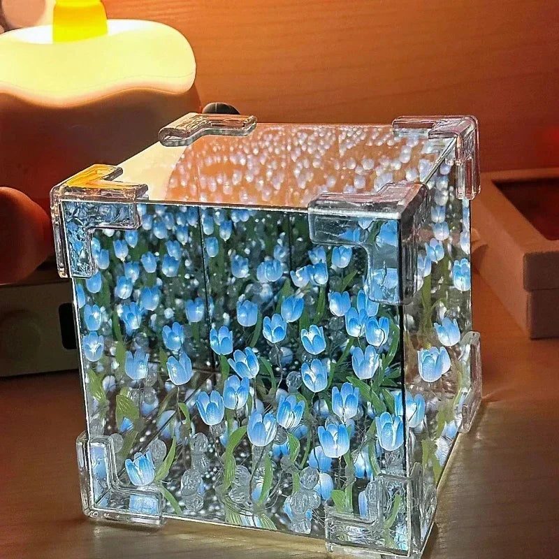 DIY 3D Tulip Flower Sea Night Lamp Kit - Romantic Creative Gift for Girlfriend, Couples and Special Occasions