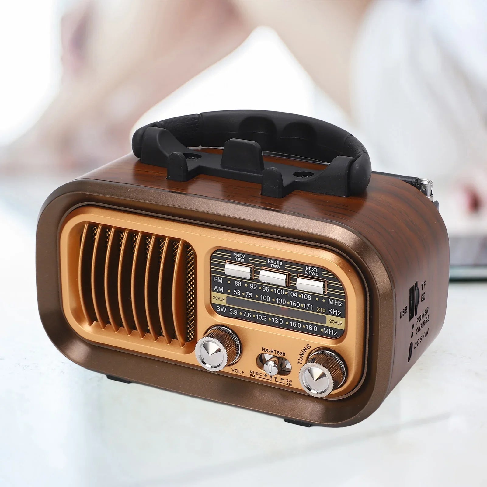 NNEOBA Bluetooth Vintage Radio Speaker Brown