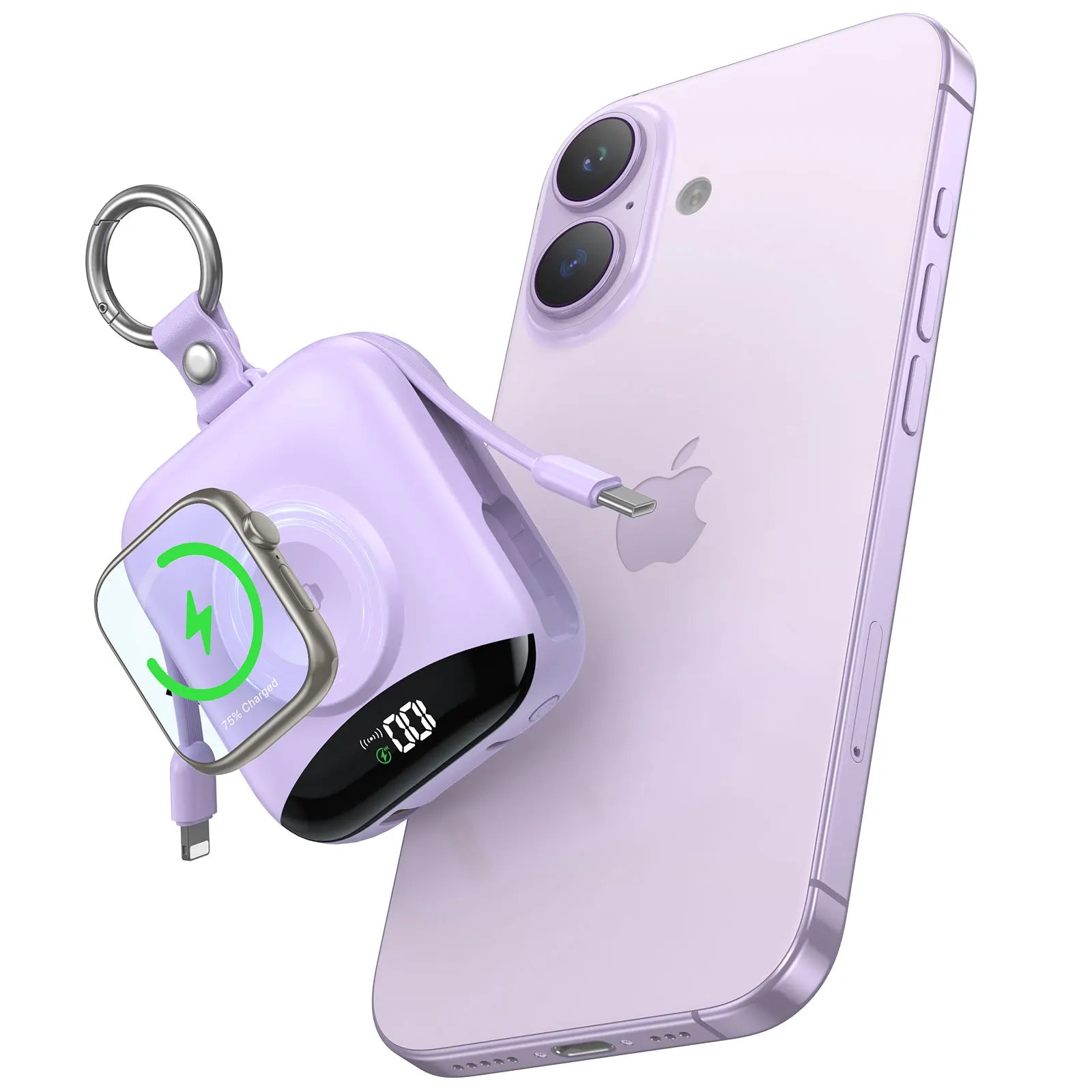 10000mAh Apple Watch Power Bank With Lightning-Type-C Cables