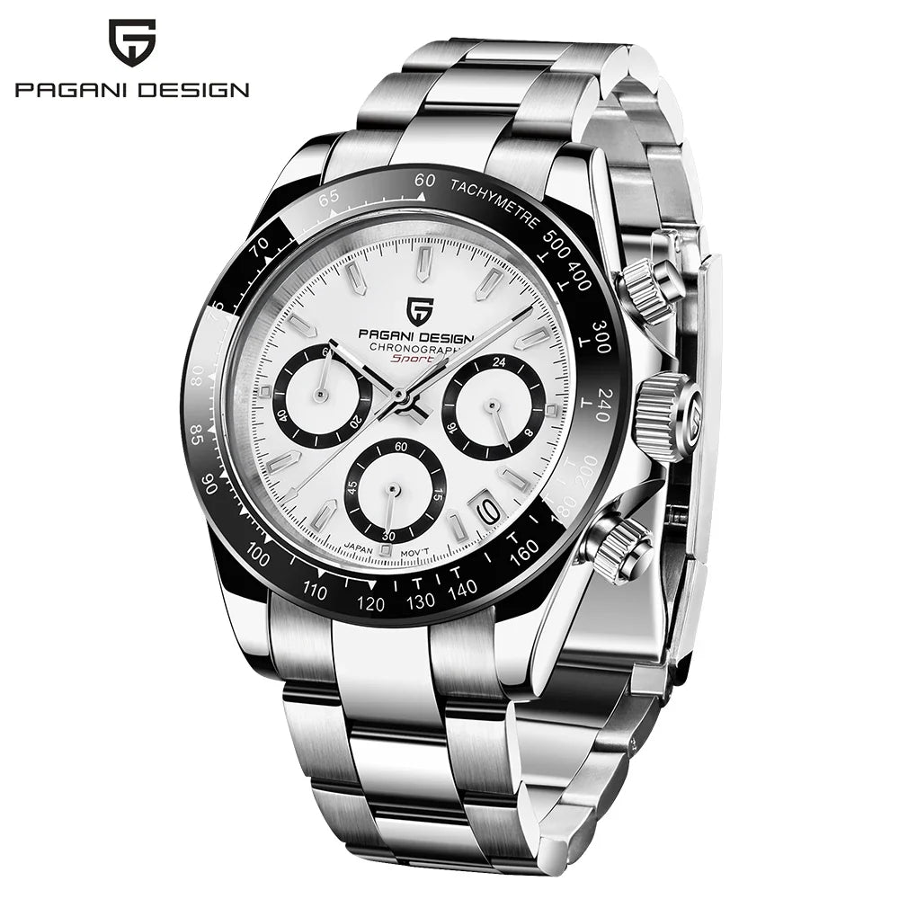 PAGANI DESIGN Mens Chronograph Quartz Watch Waterproof Wristwatch