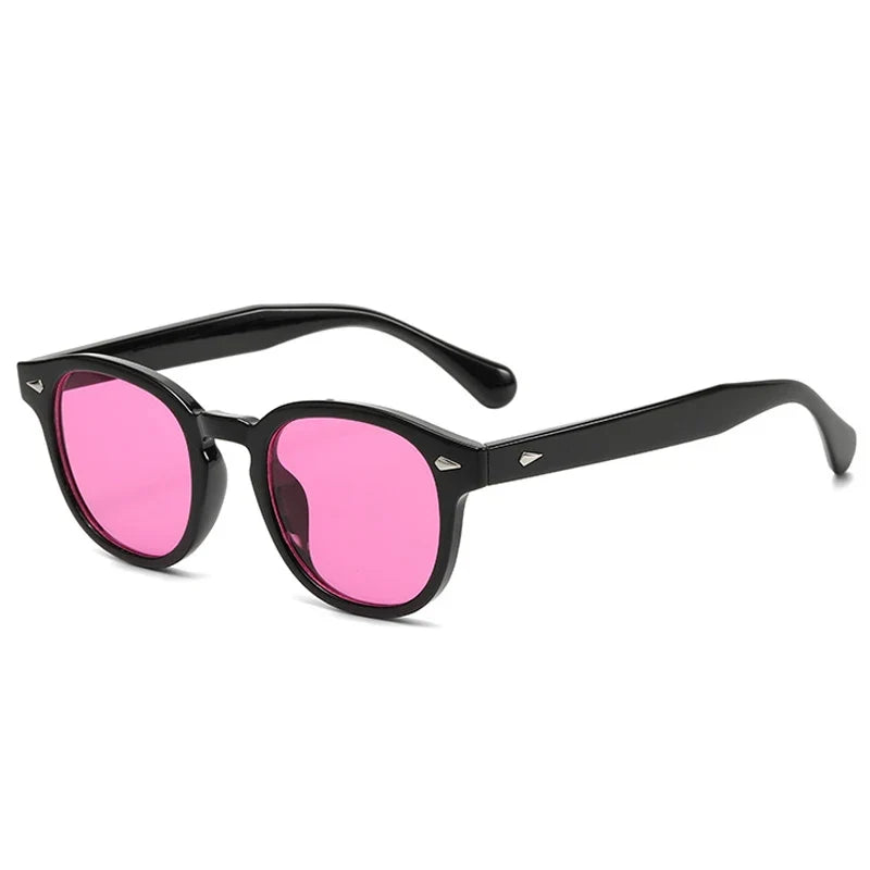 Retro Round Sunglasses Rivet Design UV400 Leopard Print