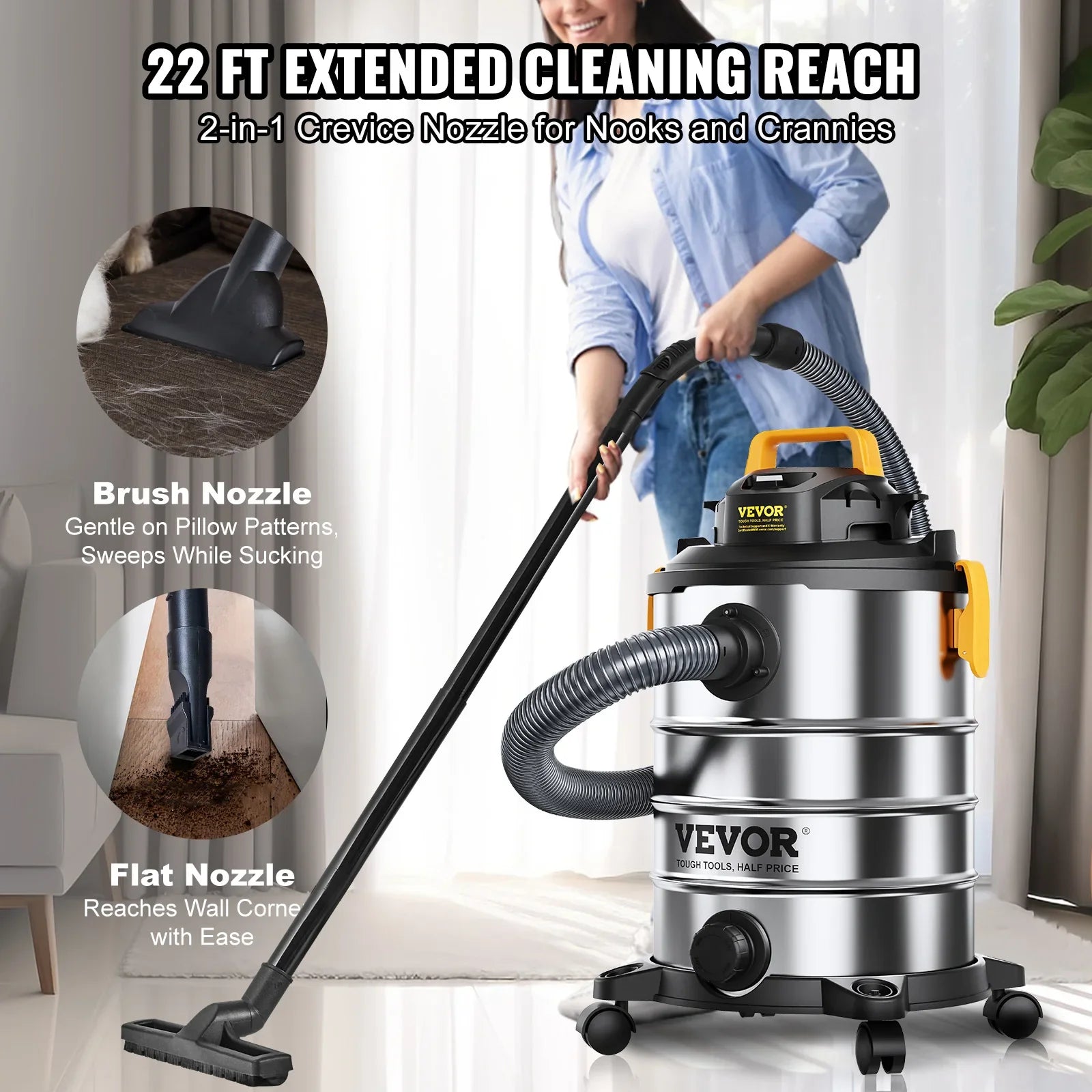 SucceBuy Wet Dry Shop Vacuum Powerful Suction For Carpets And Pet Hair