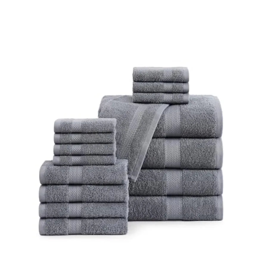 Luxury 16-Piece Bath Towel Set With Washcloths Included