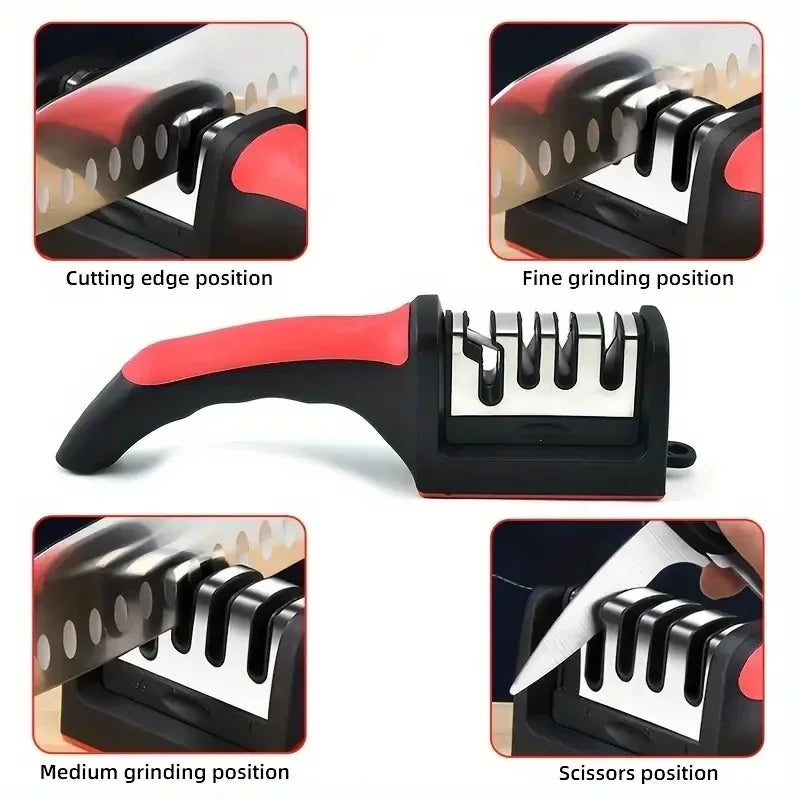Three Segment Knife Sharpener For Kitchen Knives Stainless Steel
