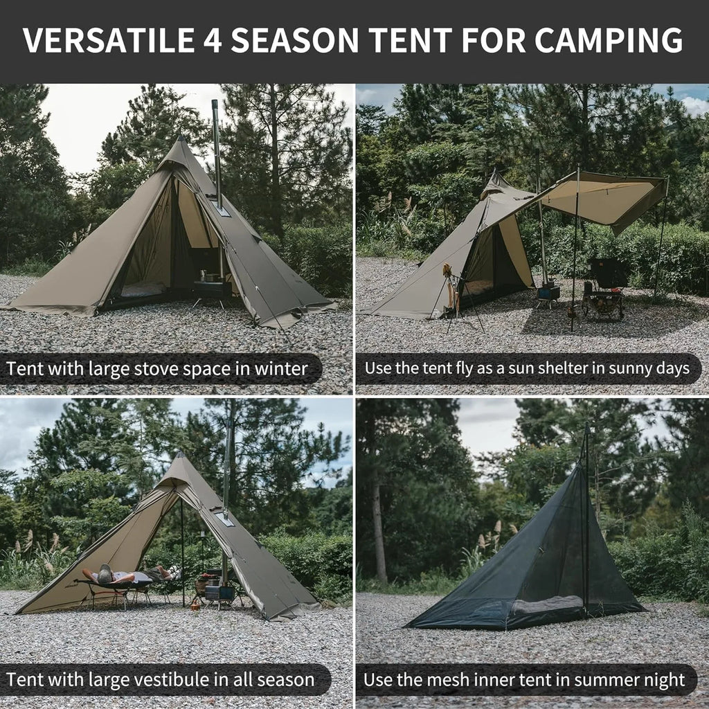 Naturehike Ultralight Camping Tent Chimney Window Teepee Pyramid