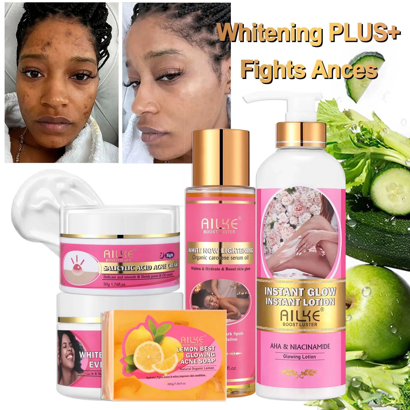 AILKE Natural Skin Brightening Set For Clearer Brighter Skin