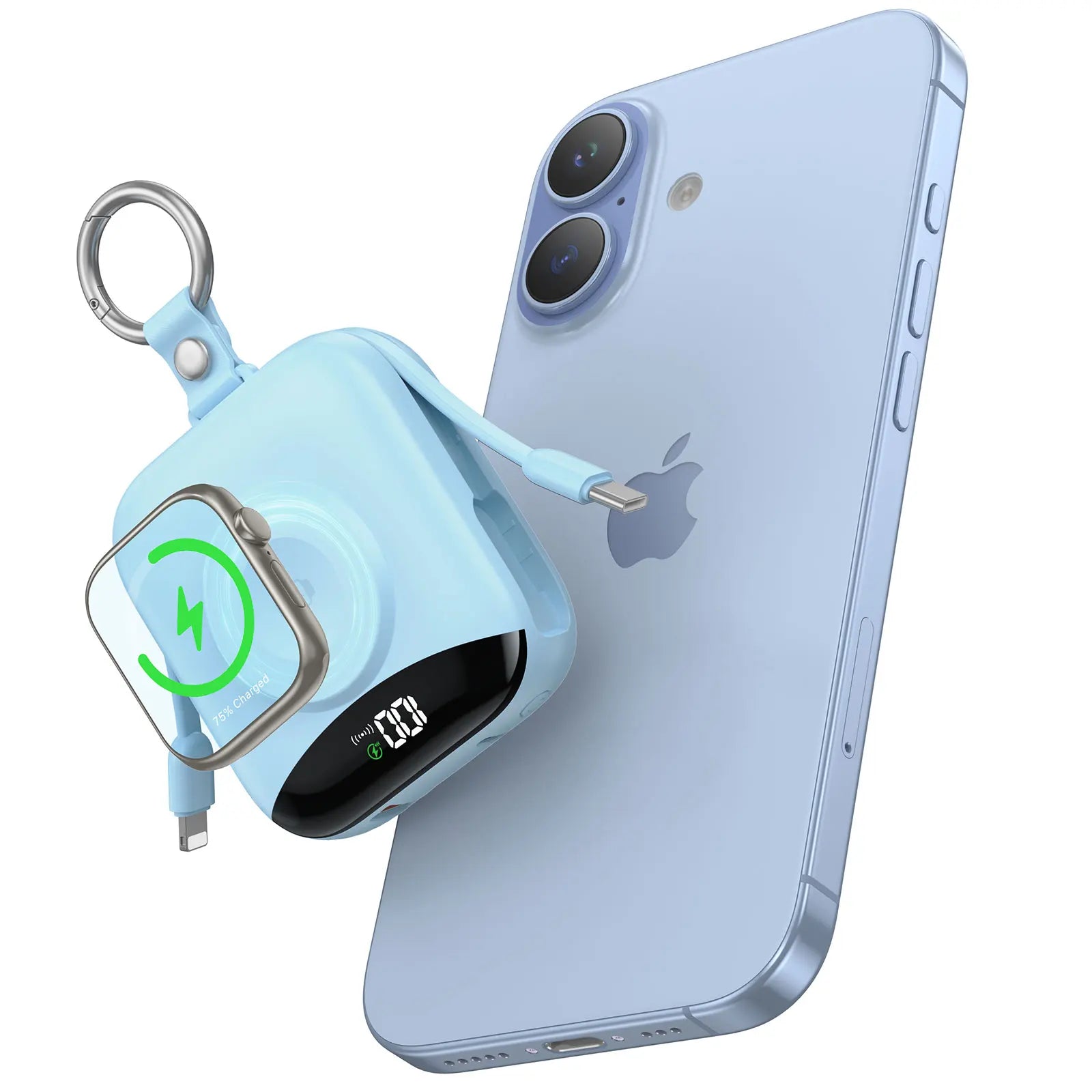 10000mAh Apple Watch Power Bank With Lightning-Type-C Cables