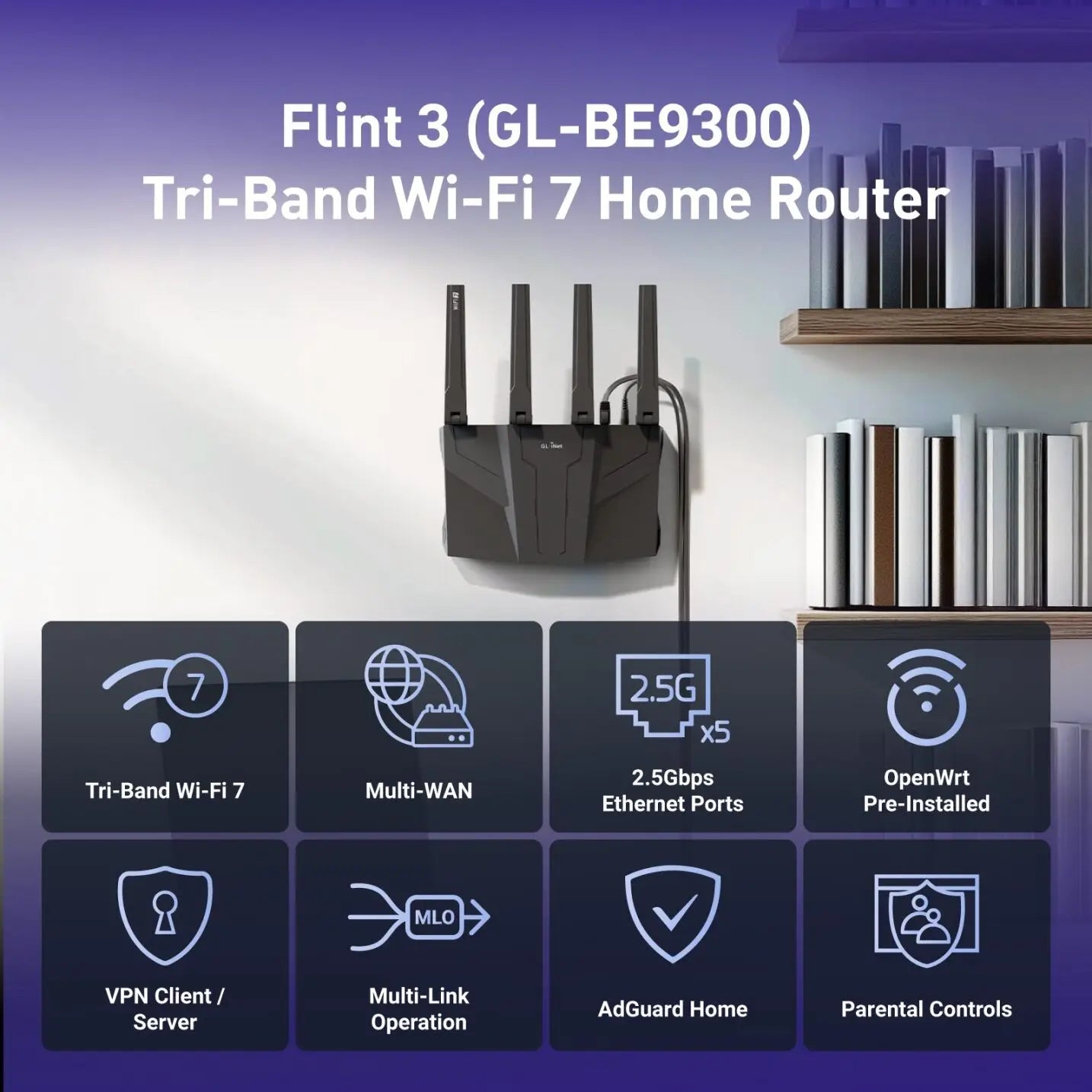 GL iNet Flint 3 Tri-Band VPN Router With 2.5G Ports