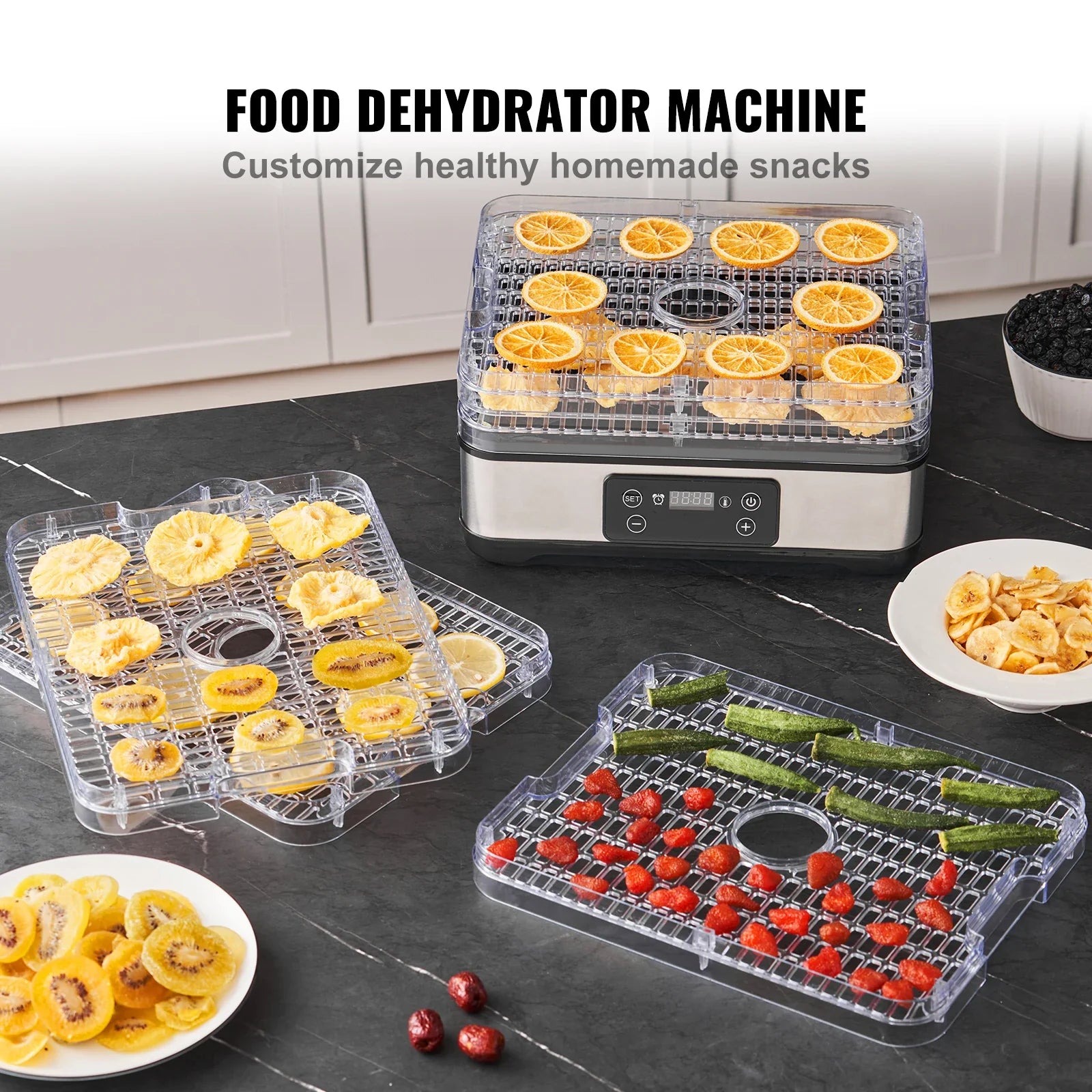 VEVOR 5 Tray Food Dehydrator With Digital Timer And Temperature