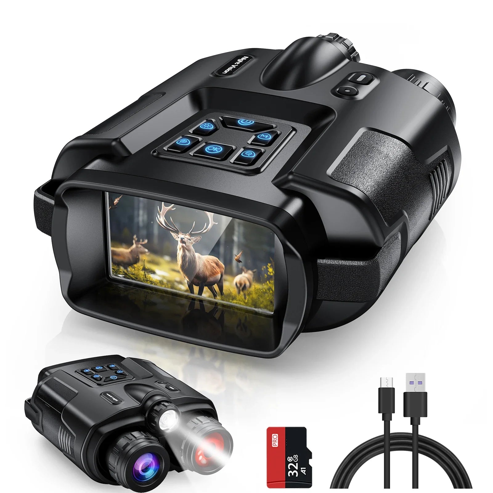 USB Rechargeable 4K Night Vision Binoculars Infrared