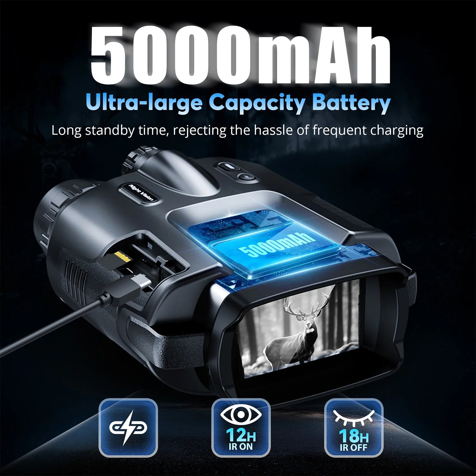 USB Rechargeable 4K Night Vision Binoculars Infrared
