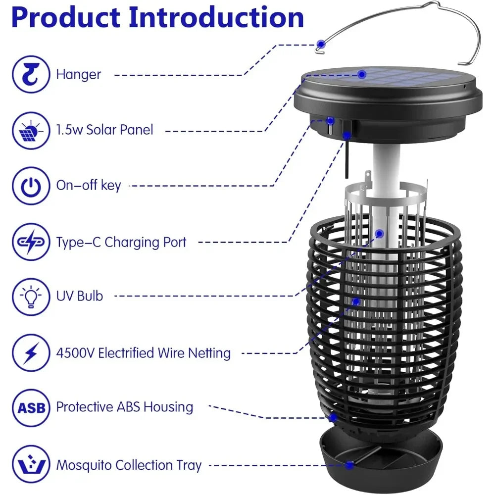 AISITIN Solar Bug Zapper 2-in-1 Mosquito Killer Lamp