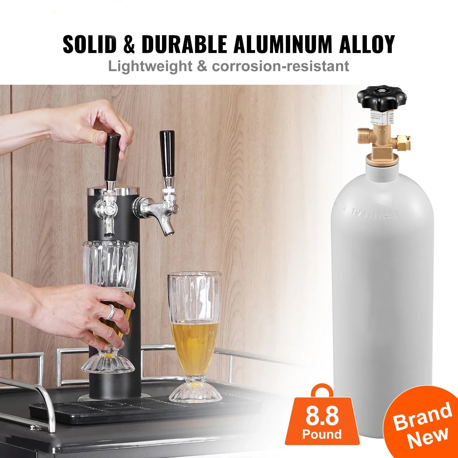 VEVOR CO2 Tank Aluminum Gas Cylinder CGA320 Valve Spray Coating
