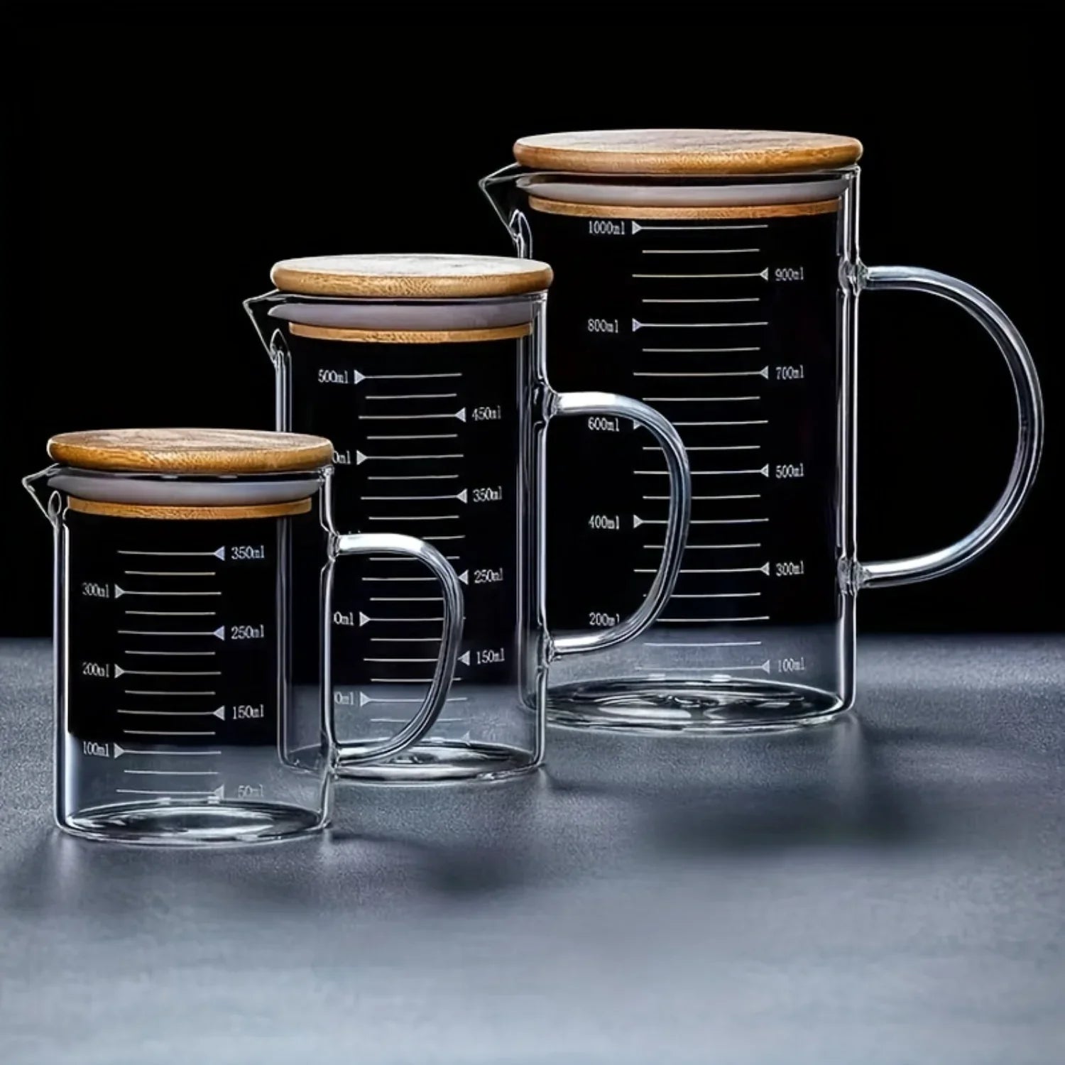Glass Measuring Cup Jug With Lid And Insulated Handle