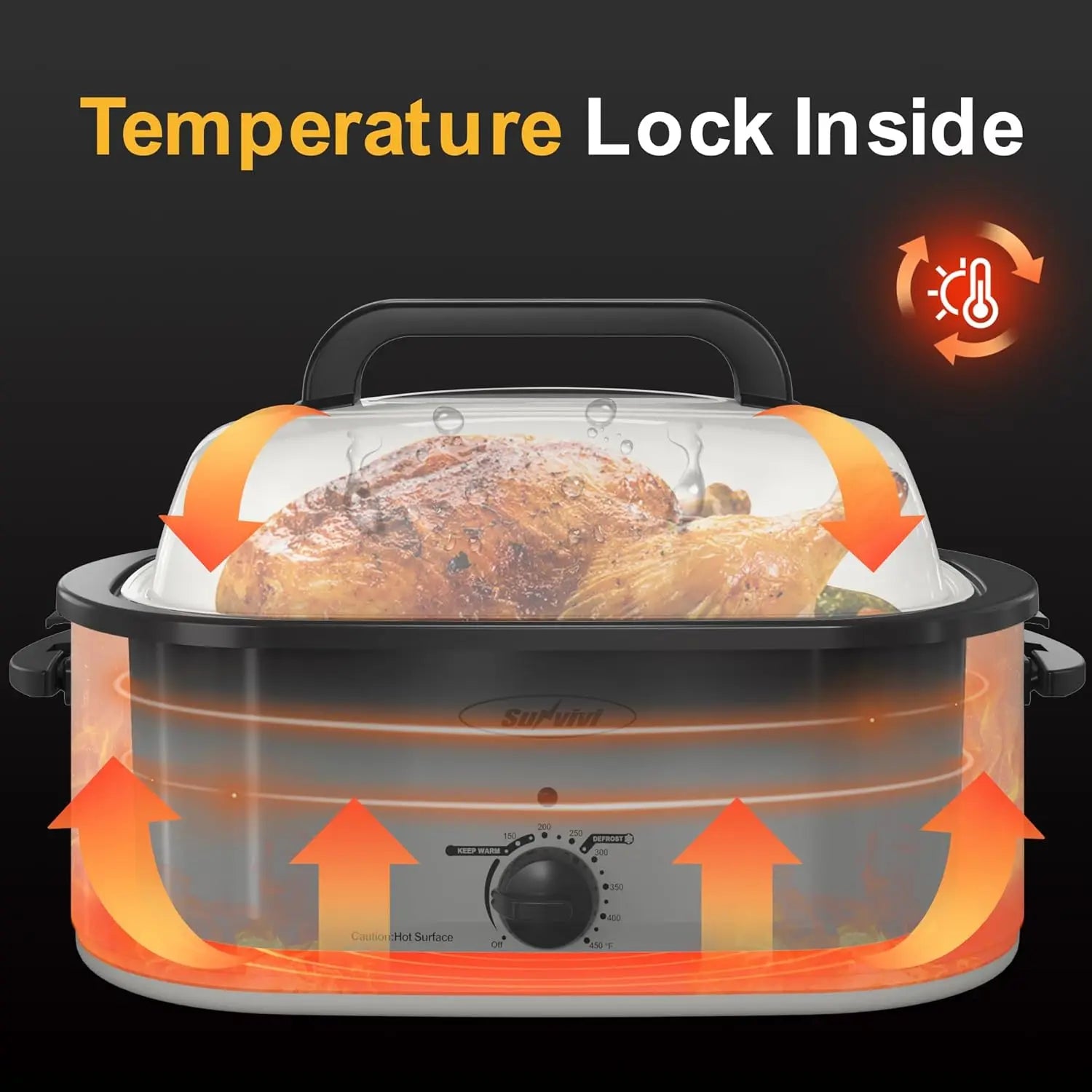 XMSJ Electric Roaster Oven With Viewing Lid Cool Touch Exterior