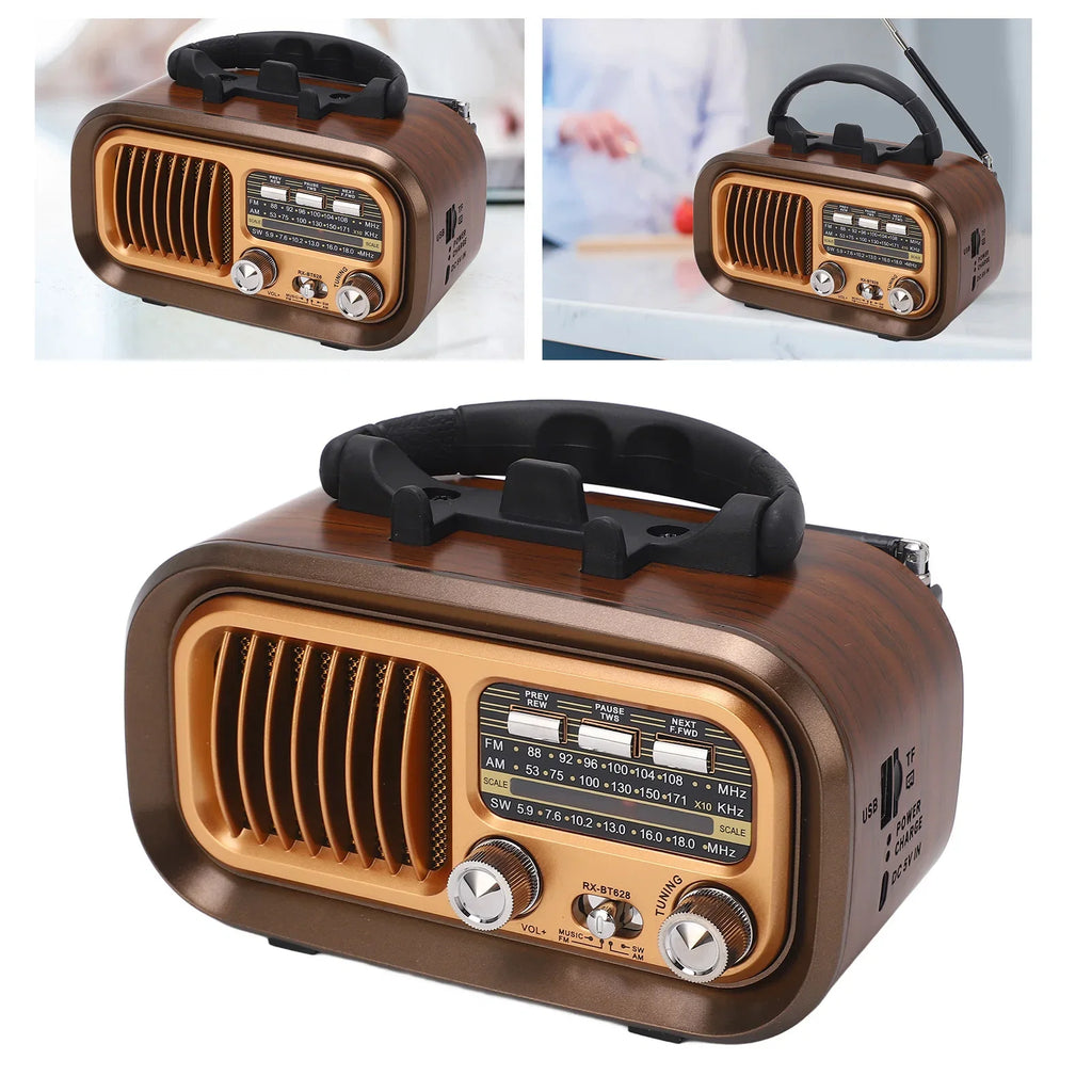 NNEOBA Bluetooth Vintage Radio Speaker Brown