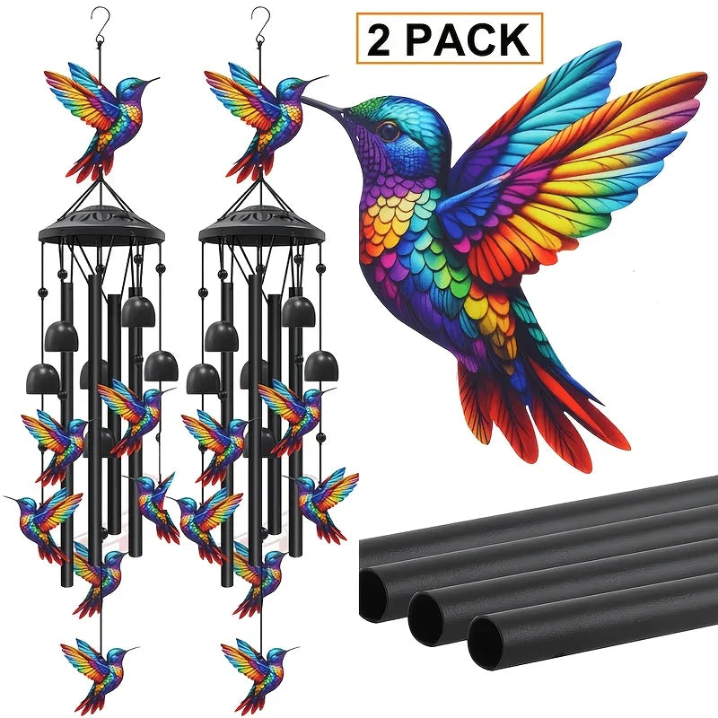 Lucky Wind Chime Garden Decor With Gradient Bird Ornament