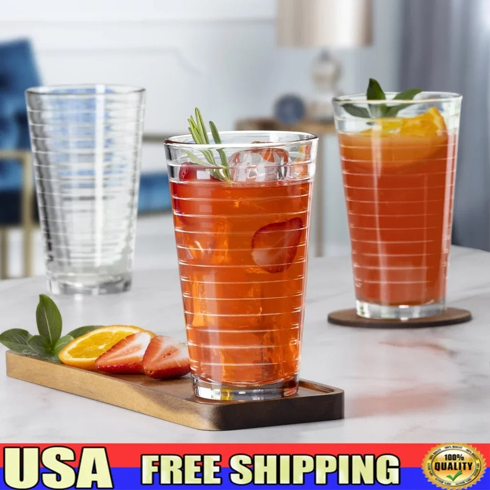NONEDrinkware Glass Drinkware Set Stackable Dishwasher Safe for Home Bar