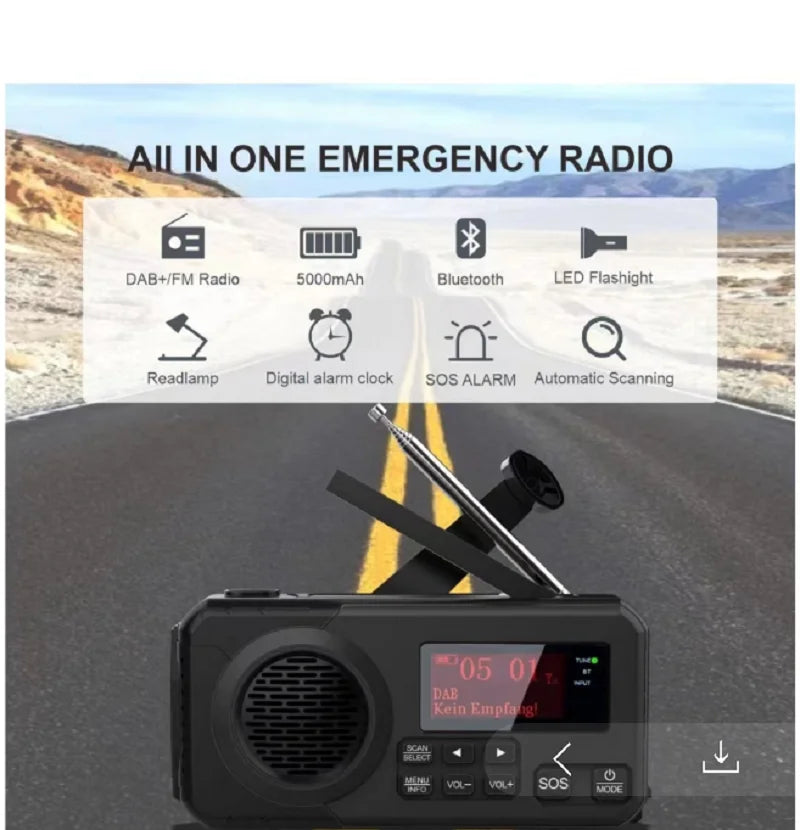 Digital Solar Emergency Radio Black