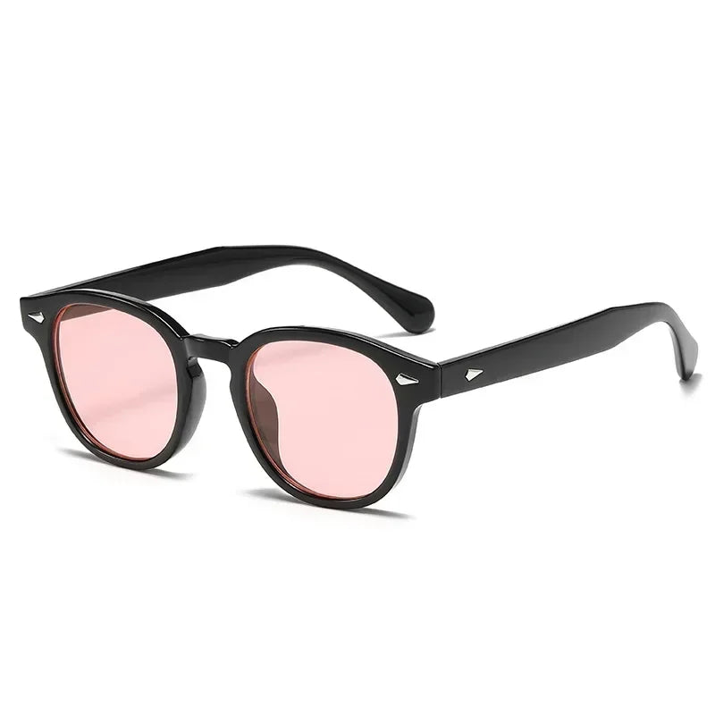 Retro Round Sunglasses Rivet Design UV400 Leopard Print