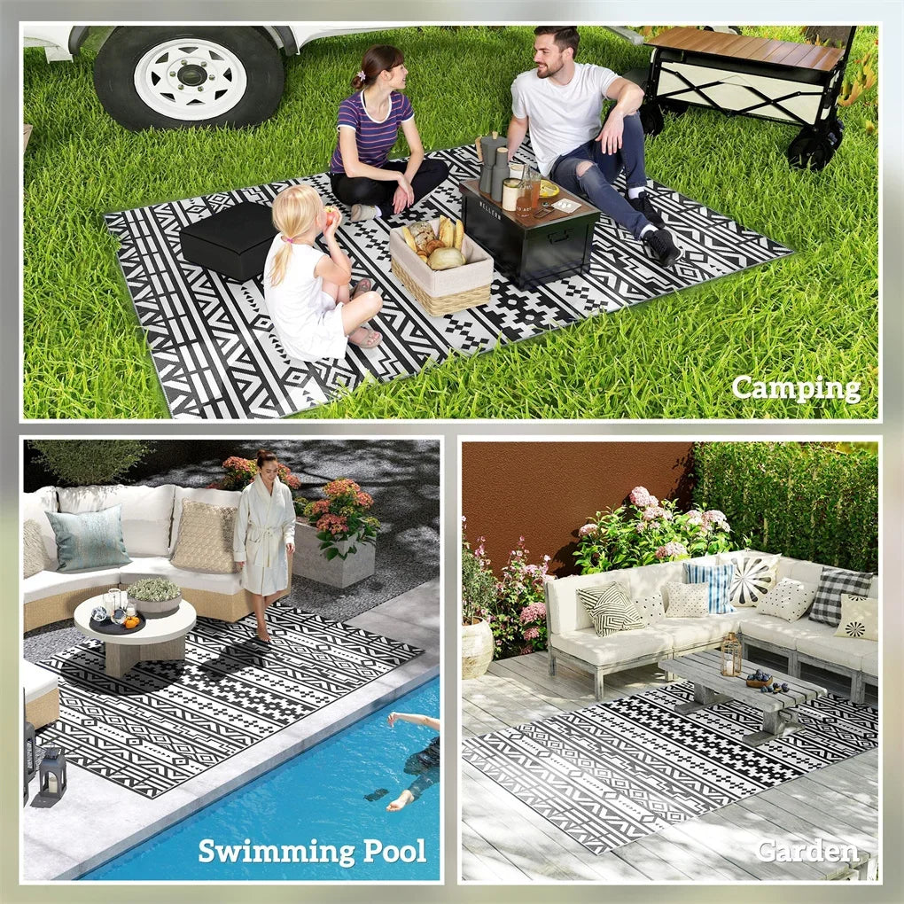 Waterproof Outdoor Rug For Camping And Backyard Reversible Polypropylene Mat