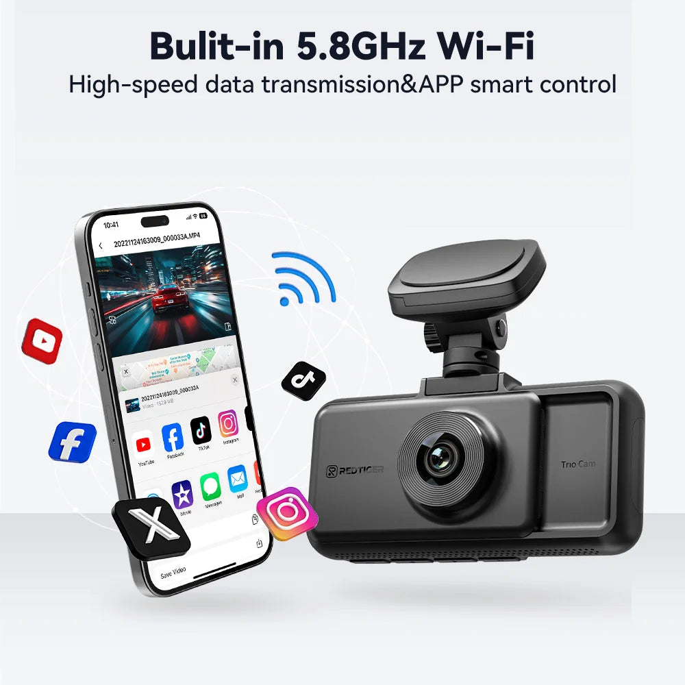 RedTiger A6 4K DashCam With GPS Night Vision Parking