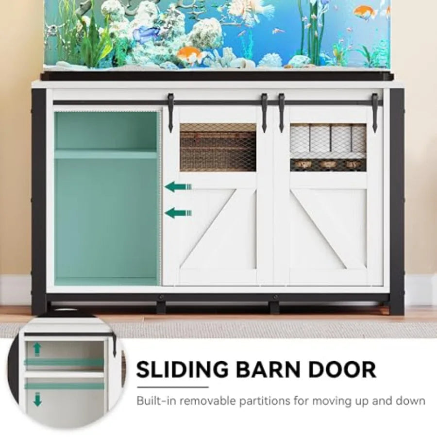 Heavy Duty Aquarium Stand With Power Outlets And Barn Door
