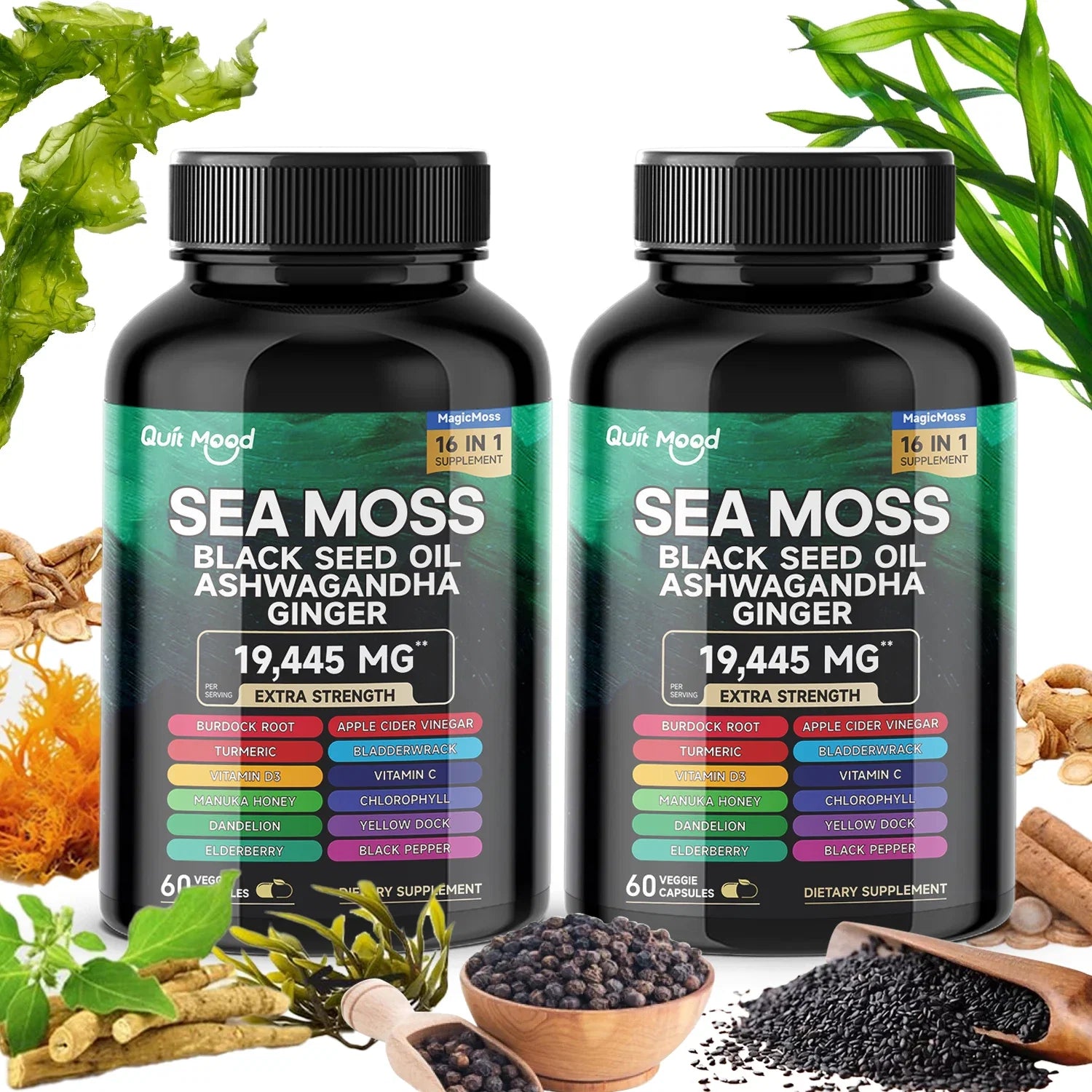 Quit Mood Sea Moss And Black Seed Oil Herbal Capsules