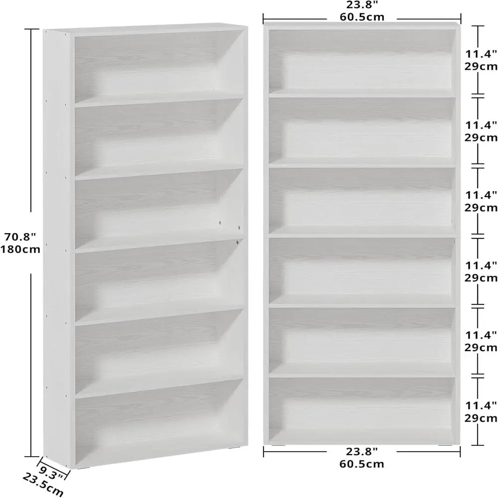 IRONCK Set of 2 Floor Standing 6 Tier Sturdy Bookcases