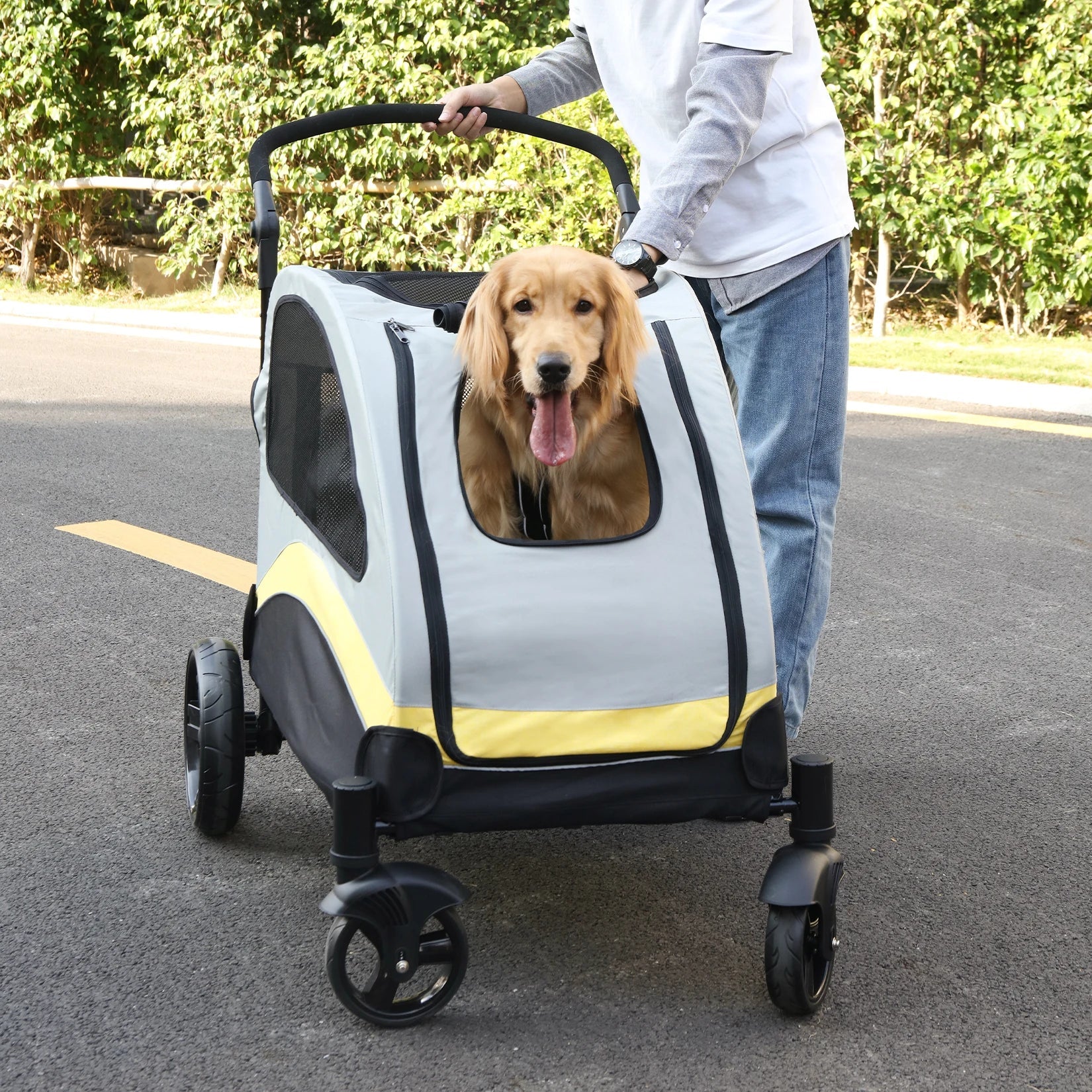 Portable Dog Stroller 4 Wheels Foldable Travel Carrier Outdoors