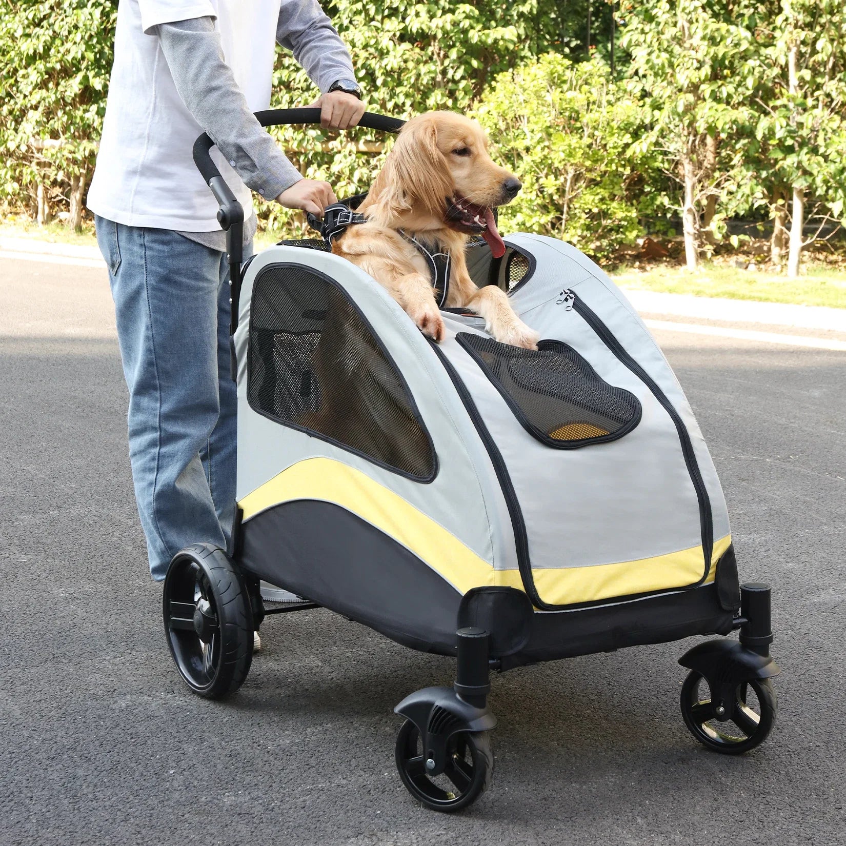 Portable Dog Stroller 4 Wheels Foldable Travel Carrier Outdoors