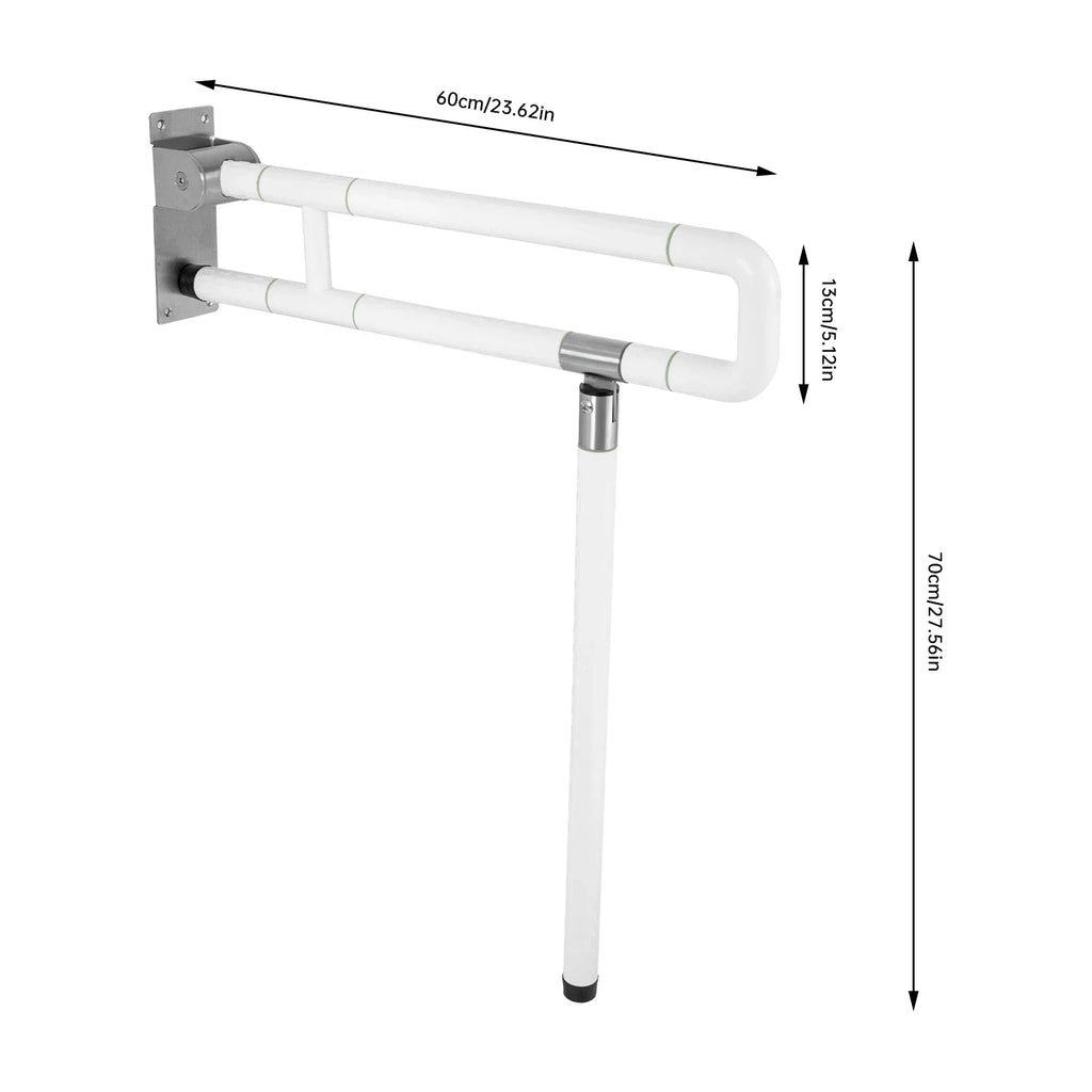 Foldable Toilet Grab Bar 100Kg Capacity ABS Stainless Steel Anti Slip Rail