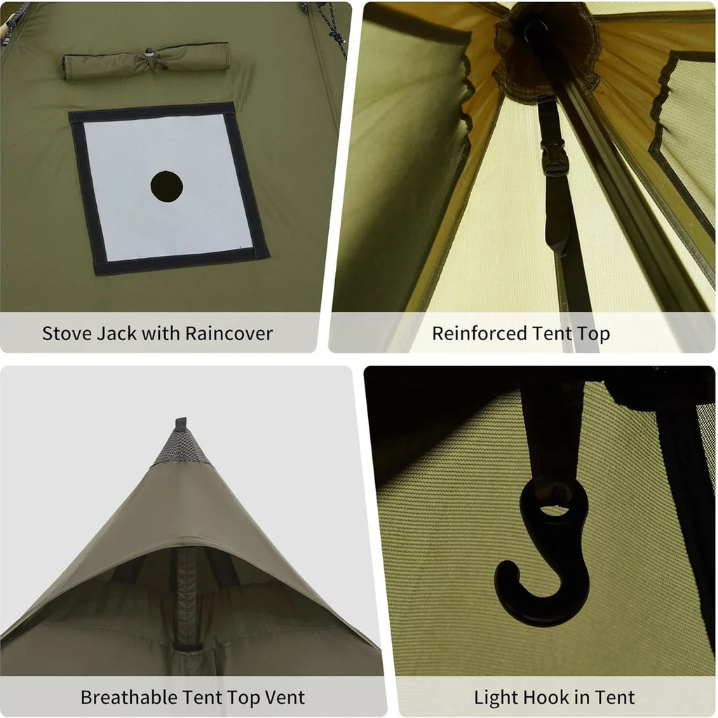 Naturehike Ultralight Camping Tent Chimney Window Teepee Pyramid
