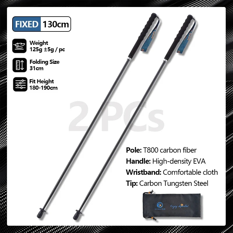 OKHEALINGCN Carbon Fiber Hiking Poles Telescopic 2 Pack Lightweight