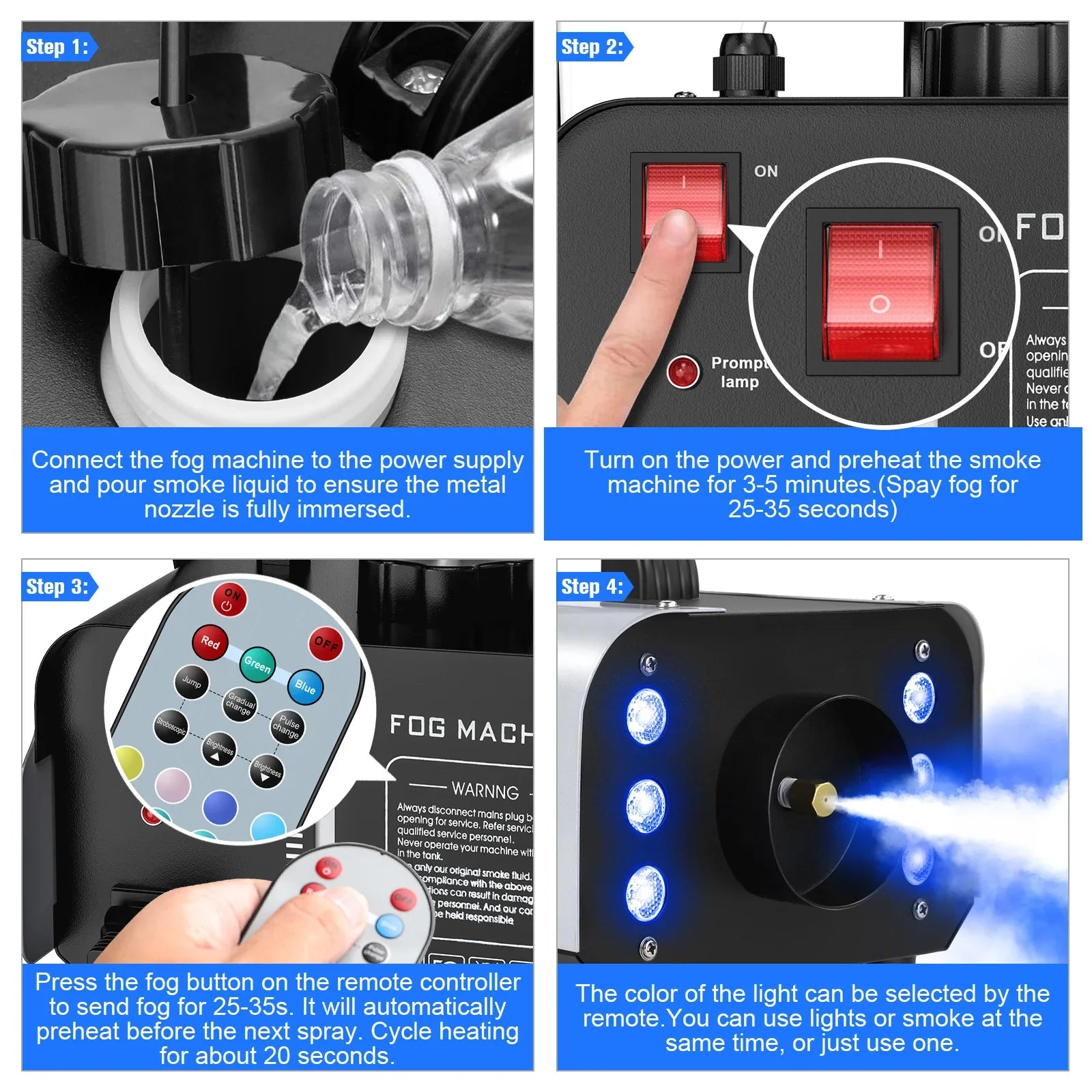 DayFlicker 1200W Fog Machine With RGB Lighting For Stage