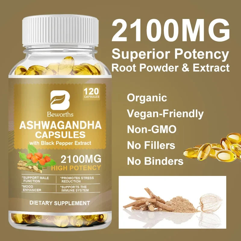 Beworths Ashwagandha Root Extract Capsules for Sleep Anxiety Relief