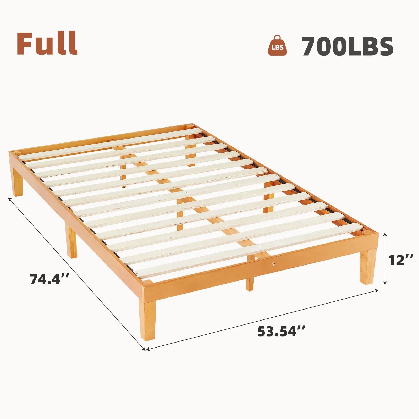 JHK Solid Wood Bed Frame With Slat Support Easy Assembly