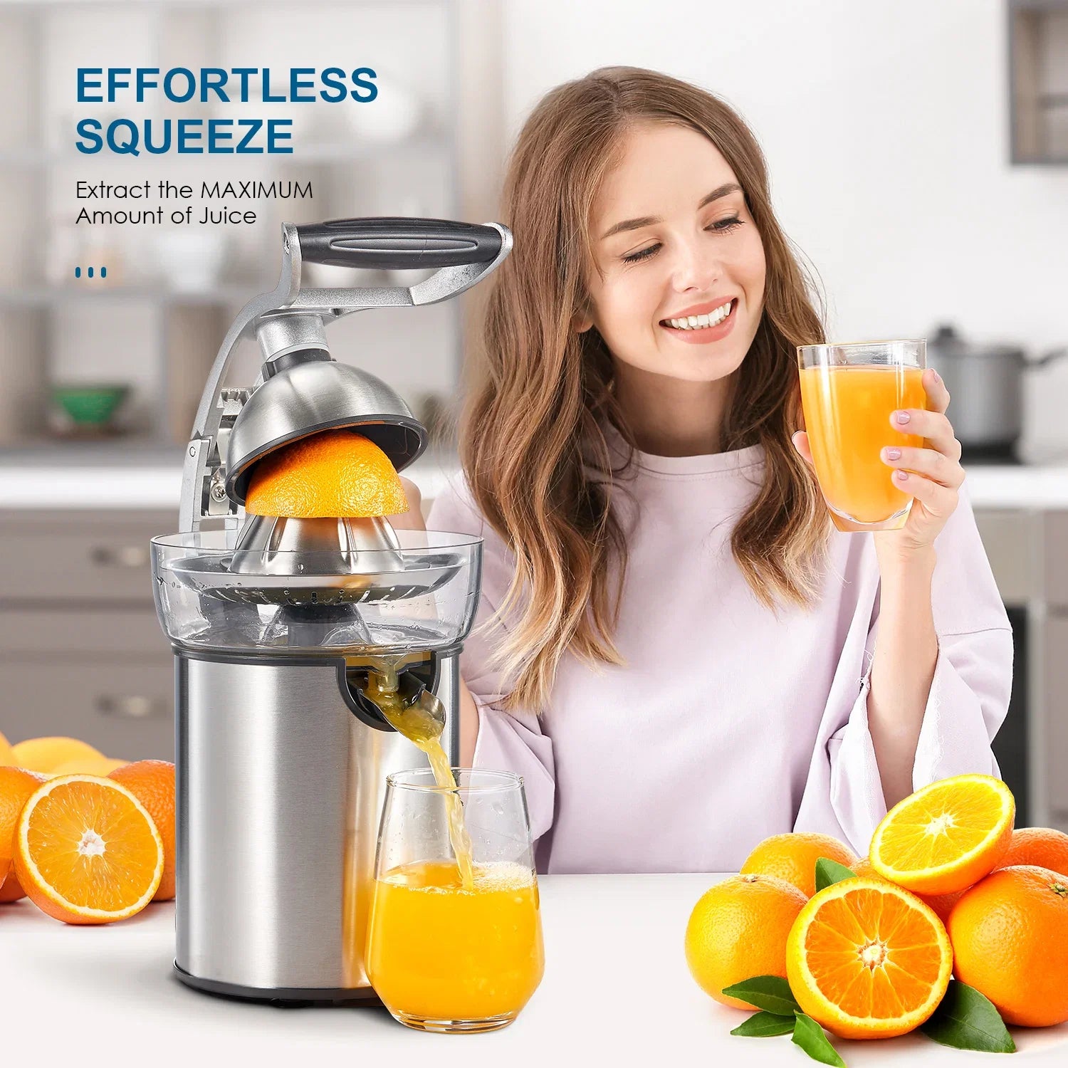 Electric Citrus Juicer Die Cast Zinc Shell With Two Cones