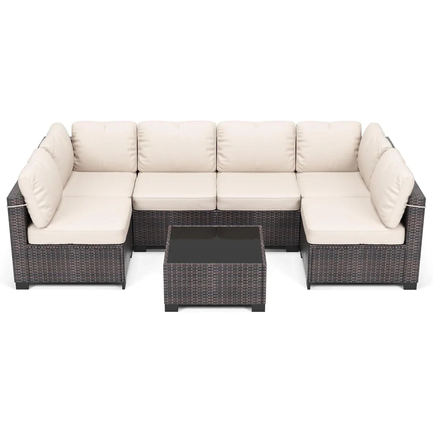 HobbyLane 7 Piece Modular Outdoor Furniture Set PE Rattan Wicker Garden