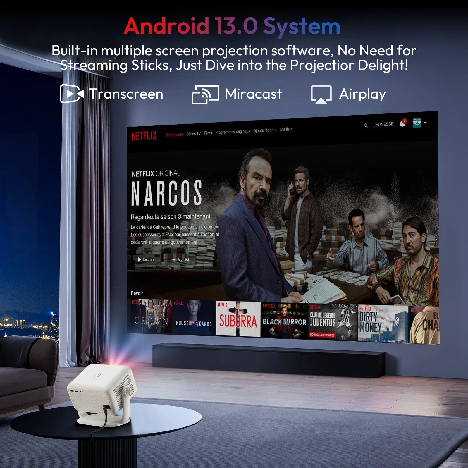 XGODY Netflix Official 4K Smart Projector With AI Voice Autofocus