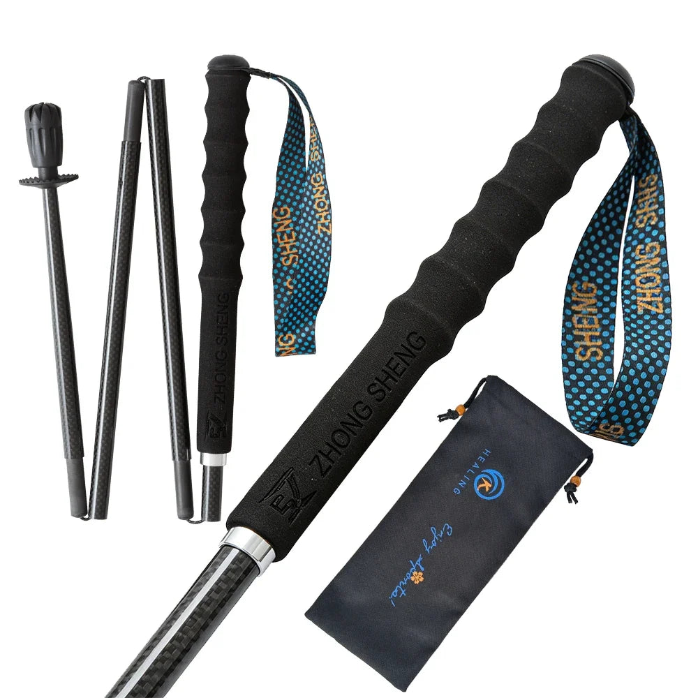 OKHEALINGCN Carbon Fiber Hiking Poles Telescopic 2 Pack Lightweight