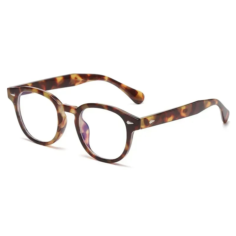 Retro Round Sunglasses Rivet Design UV400 Leopard Print