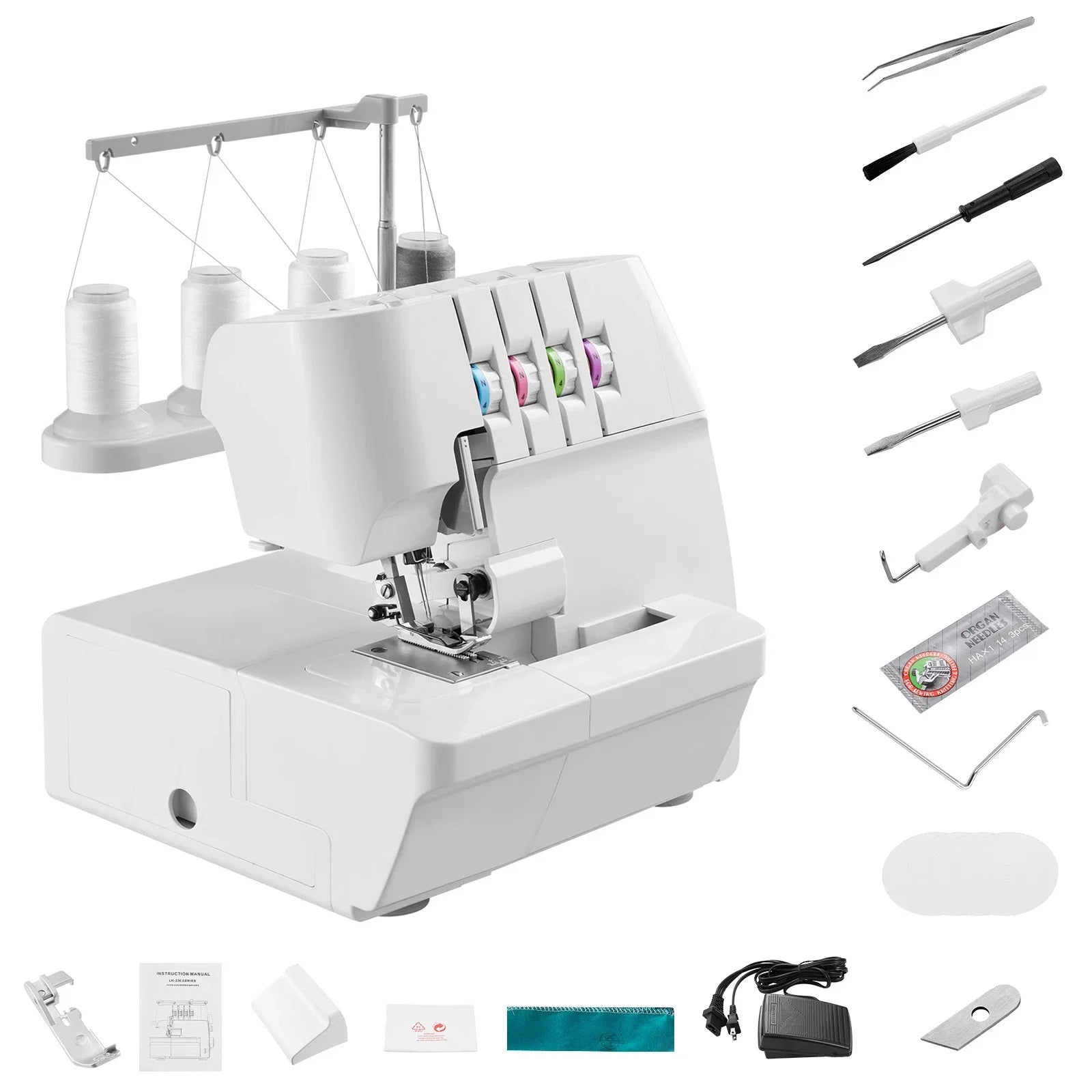 SucceBuy Serger Overlock Sewing Machine 1250 SPM 2-3-4 Thread