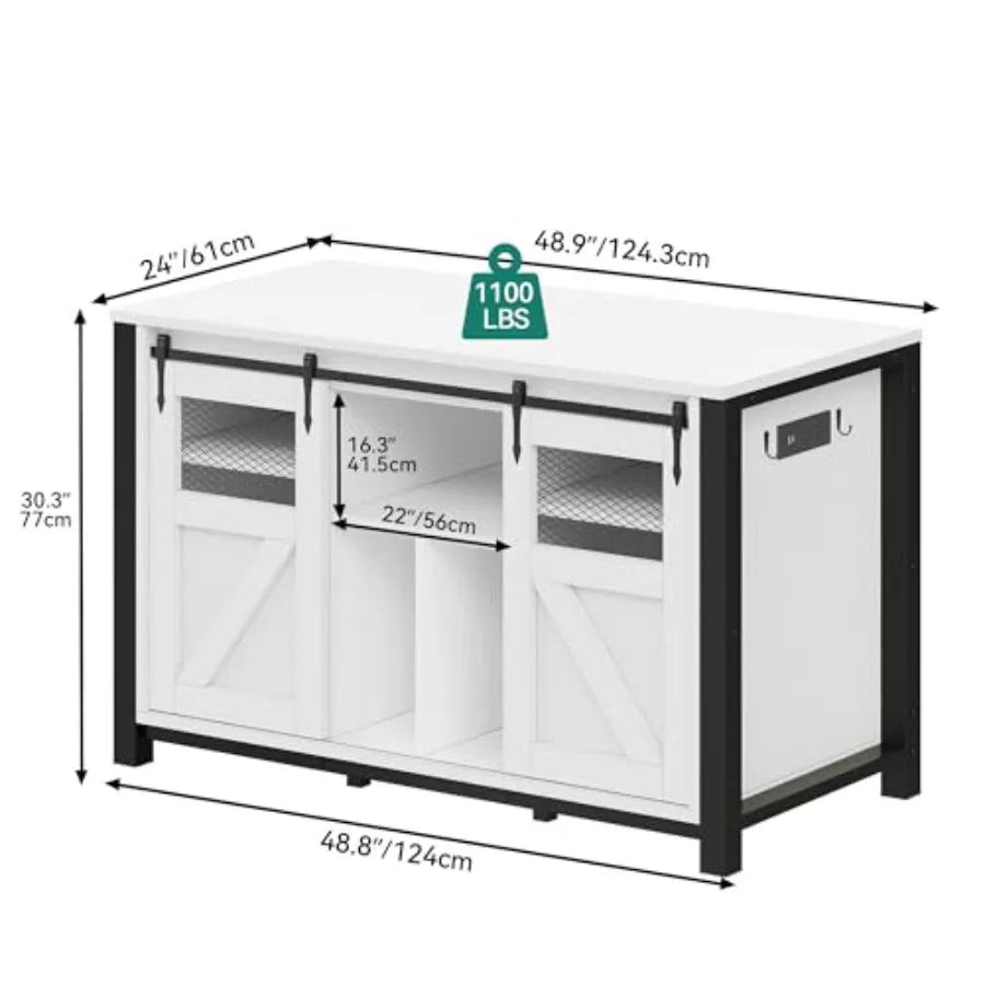 Heavy Duty Aquarium Stand With Power Outlets And Barn Door