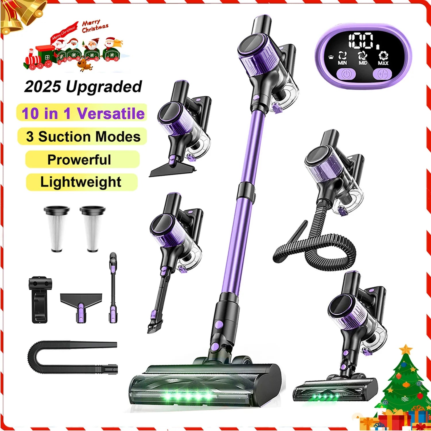 SUXIANGVACC Cordless Vacuum Cleaner 55Kpa 500W 45min 10 In 1